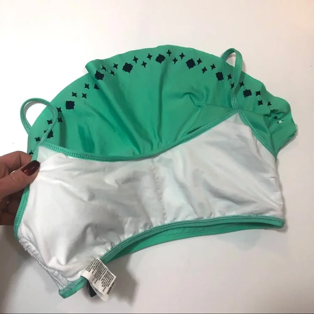 Splendid Sunblock Ruffle crop bikini swim top